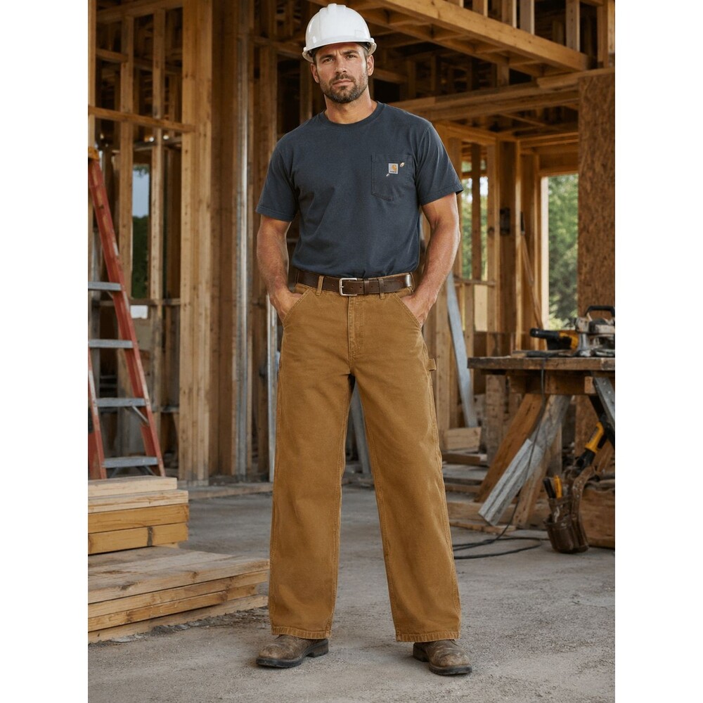 Carhartt Men's Pants B11-BRN Brown Carpenter Work Utility Hammer Loop Sz 32 x 34